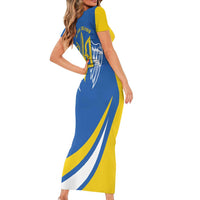 Ukraine Stylized Tryzub Short Sleeve Bodycon Dress Slava Ukraini