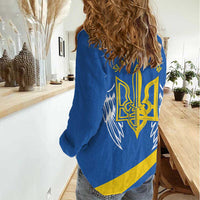 Ukraine Stylized Tryzub Women Casual Shirt Slava Ukraini