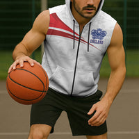 England Football WC2026 Custom Sleeveless Zip Hoodie Three Lions - Happy And Glorious