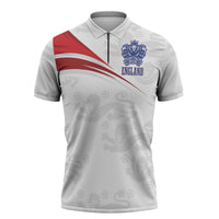 England Football WC2026 Custom Zipper Polo Shirt Three Lions - Happy And Glorious