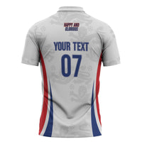England Football WC2026 Custom Zipper Polo Shirt Three Lions - Happy And Glorious