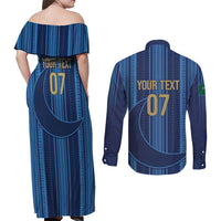 Saudi Football Al Zaeem Custom Couples Matching Off Shoulder Maxi Dress and Long Sleeve Button Shirt Crescent Moon - Wonder Print Shop