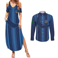 Saudi Football Al Zaeem Custom Couples Matching Summer Maxi Dress and Long Sleeve Button Shirt Crescent Moon - Wonder Print Shop