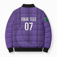 Saudi Football Al Zaeem Custom Bomber Puffer Jacket Crescent Moon - Purple - Wonder Print Shop