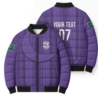 Saudi Football Al Zaeem Custom Bomber Puffer Jacket Crescent Moon - Purple - Wonder Print Shop