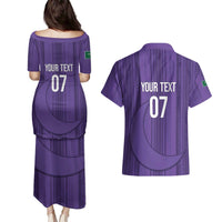 Saudi Football Al Zaeem Custom Couples Matching Puletasi and Hawaiian Shirt Crescent Moon - Purple - Wonder Print Shop