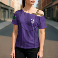 Saudi Football Al Zaeem Custom Cross Shoulder Shirt Crescent Moon - Purple - Wonder Print Shop