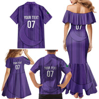 Saudi Football Al Zaeem Custom Family Matching Mermaid Dress and Hawaiian Shirt Crescent Moon - Purple - Wonder Print Shop