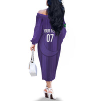 Saudi Football Al Zaeem Custom Family Matching Off The Shoulder Long Sleeve Dress and Hawaiian Shirt Crescent Moon - Purple - Wonder Print Shop