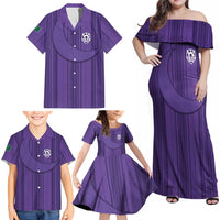 Saudi Football Al Zaeem Custom Family Matching Off Shoulder Maxi Dress and Hawaiian Shirt Crescent Moon - Purple - Wonder Print Shop