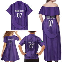 Saudi Football Al Zaeem Custom Family Matching Off Shoulder Maxi Dress and Hawaiian Shirt Crescent Moon - Purple - Wonder Print Shop