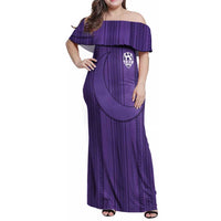 Saudi Football Al Zaeem Custom Family Matching Off Shoulder Maxi Dress and Hawaiian Shirt Crescent Moon - Purple - Wonder Print Shop