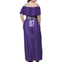 Saudi Football Al Zaeem Custom Family Matching Off Shoulder Maxi Dress and Hawaiian Shirt Crescent Moon - Purple - Wonder Print Shop