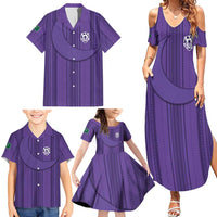 Saudi Football Al Zaeem Custom Family Matching Summer Maxi Dress and Hawaiian Shirt Crescent Moon - Purple - Wonder Print Shop