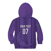 Saudi Football Al Zaeem Custom Kid Hoodie Crescent Moon - Purple - Wonder Print Shop
