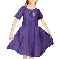 Saudi Football Al Zaeem Custom Kid Short Sleeve Dress Crescent Moon - Purple - Wonder Print Shop