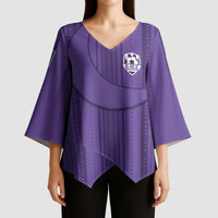Saudi Football Al Zaeem Custom Kimono Sleeve Blouse Crescent Moon - Purple - Wonder Print Shop