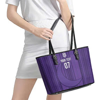 Saudi Football Al Zaeem Custom Leather Tote Bag Crescent Moon - Purple - Wonder Print Shop