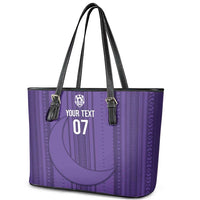 Saudi Football Al Zaeem Custom Leather Tote Bag Crescent Moon - Purple - Wonder Print Shop