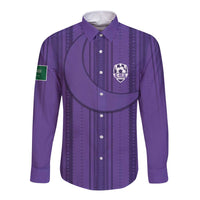 Saudi Football Al Zaeem Custom Long Sleeve Button Shirt Crescent Moon - Purple - Wonder Print Shop