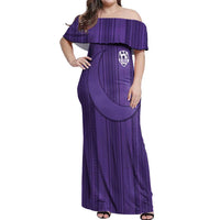 Saudi Football Al Zaeem Custom Off Shoulder Maxi Dress Crescent Moon - Purple - Wonder Print Shop