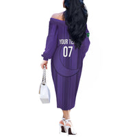 Saudi Football Al Zaeem Custom Off The Shoulder Long Sleeve Dress Crescent Moon - Purple - Wonder Print Shop