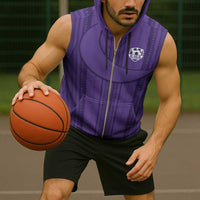 Saudi Football Al Zaeem Custom Sleeveless Zip Hoodie Crescent Moon - Purple - Wonder Print Shop