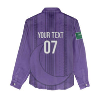 Saudi Football Al Zaeem Custom Women Casual Shirt Crescent Moon - Purple - Wonder Print Shop