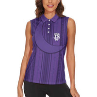Saudi Football Al Zaeem Custom Women Sleeveless Polo Shirt Crescent Moon - Purple - Wonder Print Shop