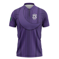 Saudi Football Al Zaeem Custom Zipper Polo Shirt Crescent Moon - Purple - Wonder Print Shop