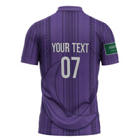 Saudi Football Al Zaeem Custom Zipper Polo Shirt Crescent Moon - Purple - Wonder Print Shop