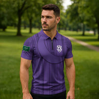 Saudi Football Al Zaeem Custom Zipper Polo Shirt Crescent Moon - Purple - Wonder Print Shop