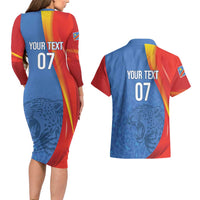 DR Congo Football 2026 Les Leopards Custom Couples Matching Long Sleeve Bodycon Dress and Hawaiian Shirt Glory Upon Glory - Wonder Print Shop