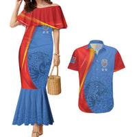 DR Congo Football 2026 Les Leopards Custom Couples Matching Mermaid Dress and Hawaiian Shirt Glory Upon Glory - Wonder Print Shop