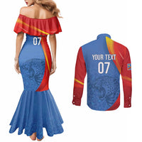 DR Congo Football 2026 Les Leopards Custom Couples Matching Mermaid Dress and Long Sleeve Button Shirt Glory Upon Glory - Wonder Print Shop