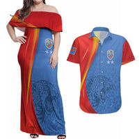 DR Congo Football 2026 Les Leopards Custom Couples Matching Off Shoulder Maxi Dress and Hawaiian Shirt Glory Upon Glory - Wonder Print Shop