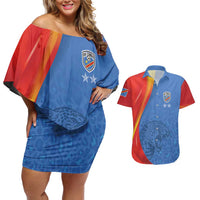 DR Congo Football 2026 Les Leopards Custom Couples Matching Off Shoulder Short Dress and Hawaiian Shirt Glory Upon Glory - Wonder Print Shop