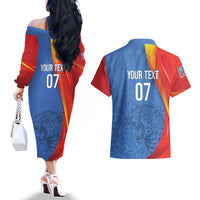 DR Congo Football 2026 Les Leopards Custom Couples Matching Off The Shoulder Long Sleeve Dress and Hawaiian Shirt Glory Upon Glory - Wonder Print Shop