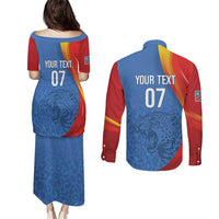 DR Congo Football 2026 Les Leopards Custom Couples Matching Puletasi and Long Sleeve Button Shirt Glory Upon Glory - Wonder Print Shop