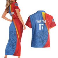 DR Congo Football 2026 Les Leopards Custom Couples Matching Short Sleeve Bodycon Dress and Hawaiian Shirt Glory Upon Glory - Wonder Print Shop