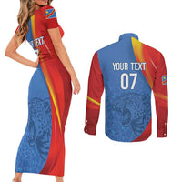 DR Congo Football 2026 Les Leopards Custom Couples Matching Short Sleeve Bodycon Dress and Long Sleeve Button Shirt Glory Upon Glory - Wonder Print Shop