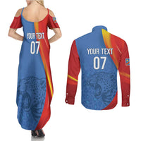DR Congo Football 2026 Les Leopards Custom Couples Matching Summer Maxi Dress and Long Sleeve Button Shirt Glory Upon Glory - Wonder Print Shop