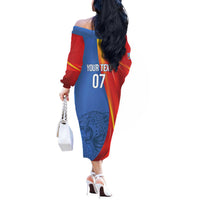 DR Congo Football 2026 Les Leopards Custom Off The Shoulder Long Sleeve Dress Glory Upon Glory - Wonder Print Shop