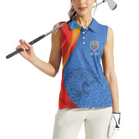 DR Congo Football 2026 Les Leopards Custom Women Sleeveless Polo Shirt Glory Upon Glory - Wonder Print Shop