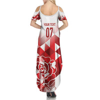 England Rugby Custom Family Matching Summer Maxi Dress and Hawaiian Shirt Crystalised Red Rose - Wonder Print Shop