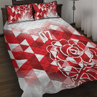 England Rugby Custom Quilt Bed Set Crystalised Red Rose - Wonder Print Shop