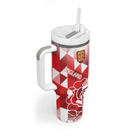 England Rugby Custom Tumbler With Handle Crystalised Red Rose - Wonder Print Shop
