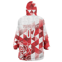 England Rugby Custom Wearable Blanket Hoodie Crystalised Red Rose - Wonder Print Shop