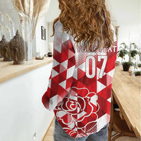 England Rugby Custom Women Casual Shirt Crystalised Red Rose - Wonder Print Shop