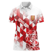 England Rugby Custom Women Polo Shirt Crystalised Red Rose - Wonder Print Shop